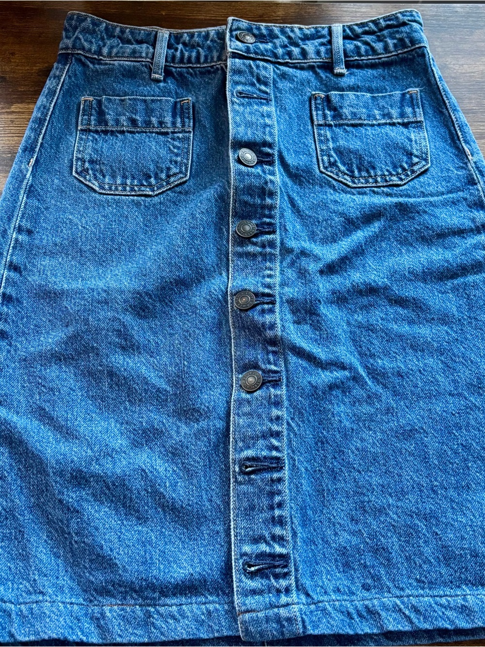 American Eagle Button Front Denim A-Line Skirt 00 100% Cotton
